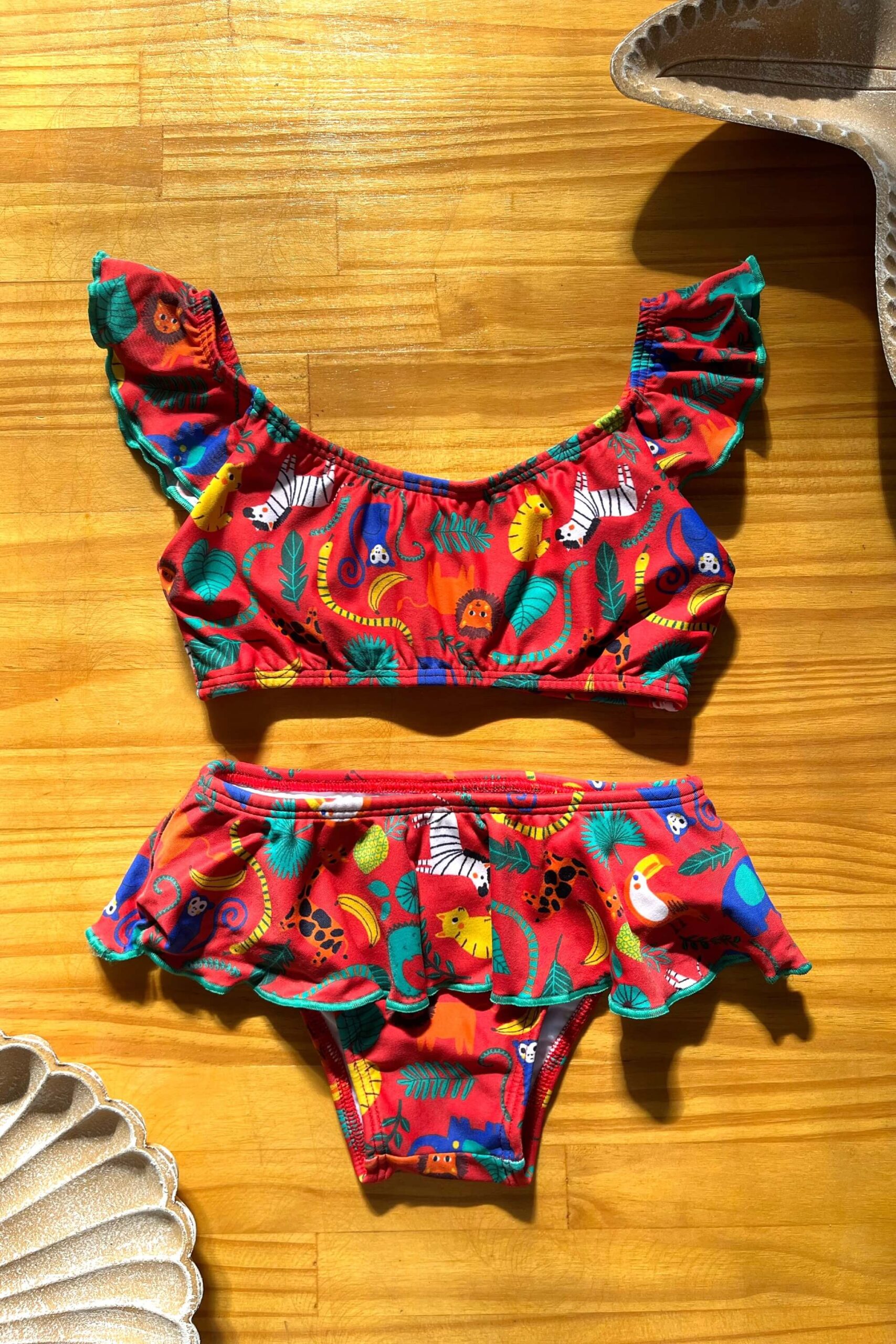 Biquini Conjunto Infantil Ciganinha Safari Tecido: Sensitel Sun Composição: 84% Poliamida e 16% Elastano. Coleção: Verão 2024 Disponível nos tamanhos: PP P M G
