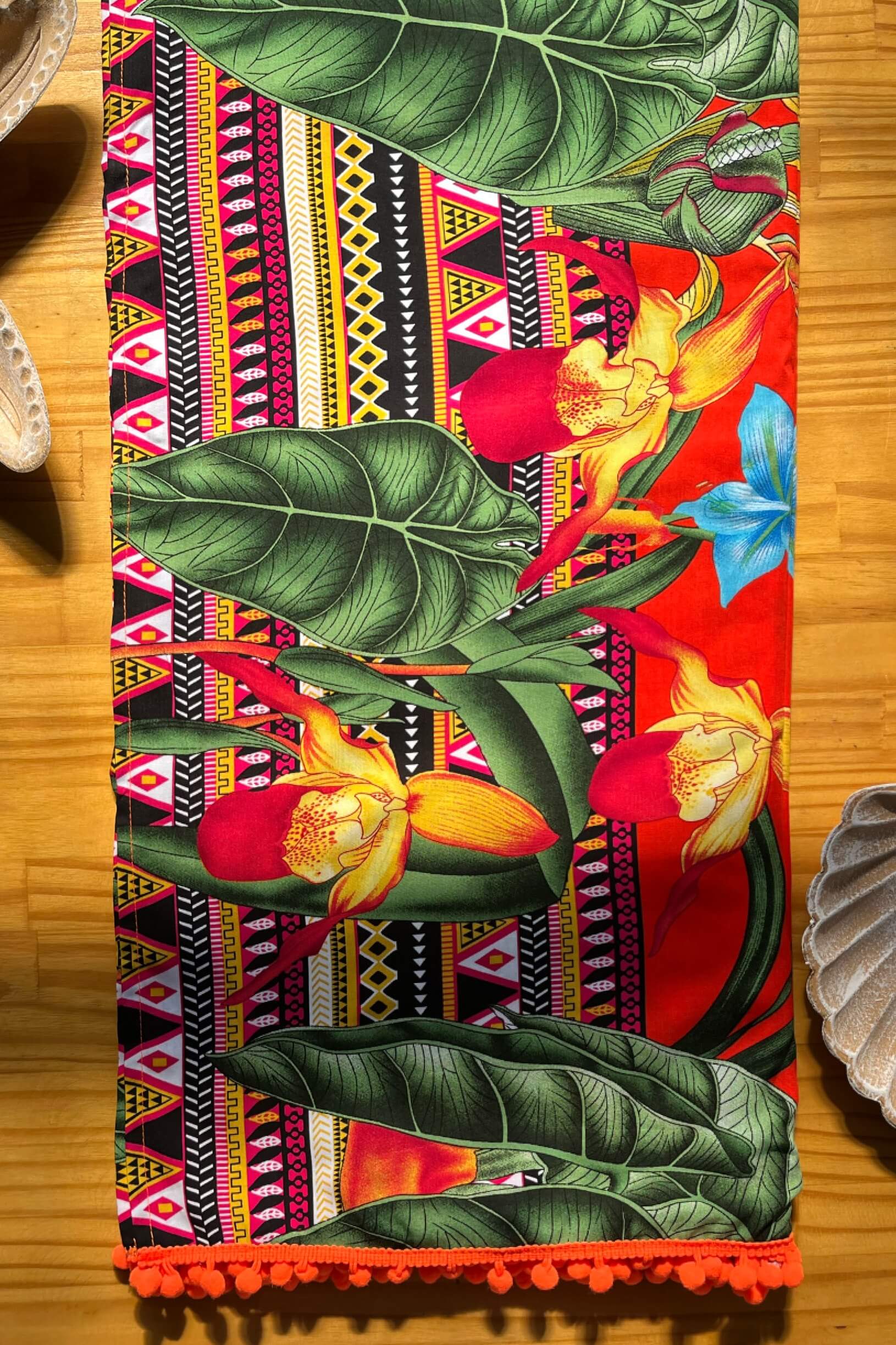 Canga c/ Pompom Viscose Coral Print - Imagem 2